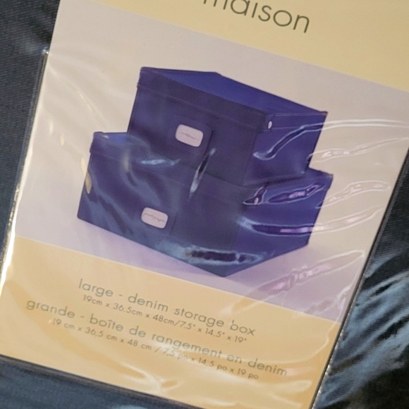 NWT Denim Cotton Blend Rectangular Storage Drawer with Handle, Set of 2 - Picture 1 of 12